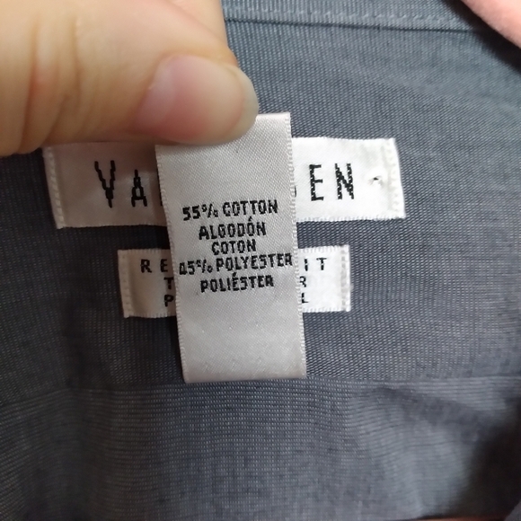 Van Heusen Gray Blue Long Sleeve Regular Fit End on End Button Up Shirt - Picture 7 of 7